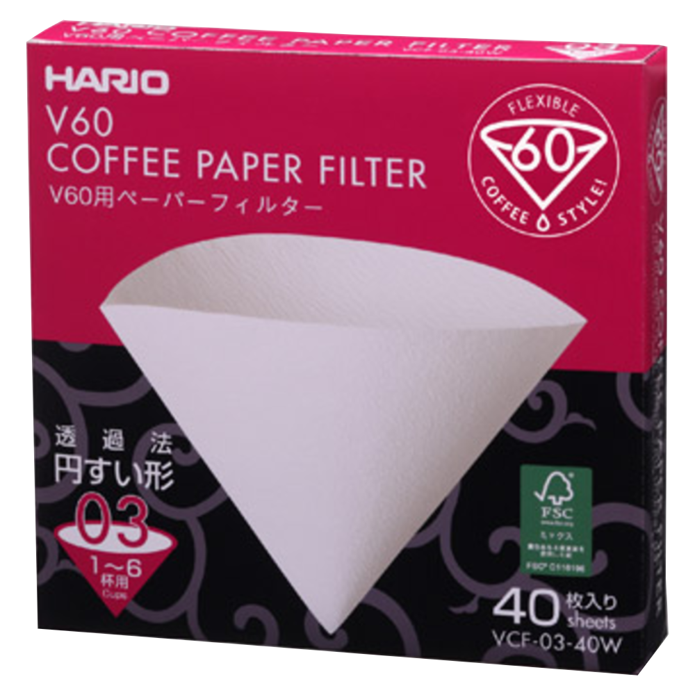 Hario 3-Kops Hvide V60 Kaffefiltre fra Japan